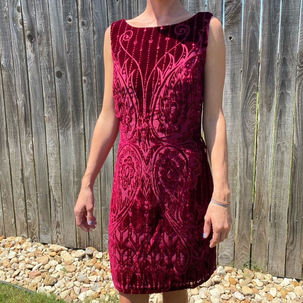 Vintage 90s JSC Crushed Velvet Dress Y2K Size 10 / Small